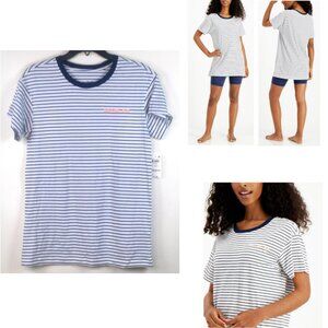 BIN Jenni Cotton Boyfriend Fit Pajama Top Knit Stripe Size XS or S R 21.50 New